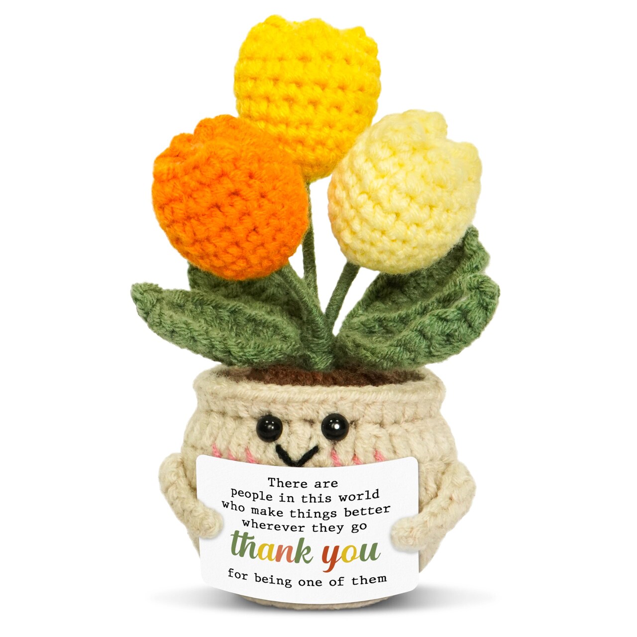 Galentines Day Gifts for Women - Mini Positive Tulip Emotional Support Crochet - Valentines Day Thank You Birthday Appreciation Friendship Gifts for Best Friend Teacher Coworker Boss Nurse